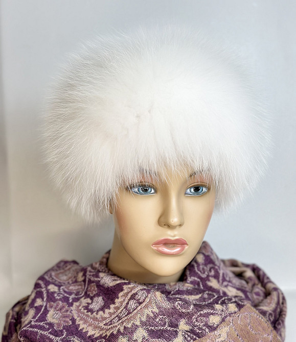 Меховая повязка на голову женская песцовая Белый Харьков - изображение 1