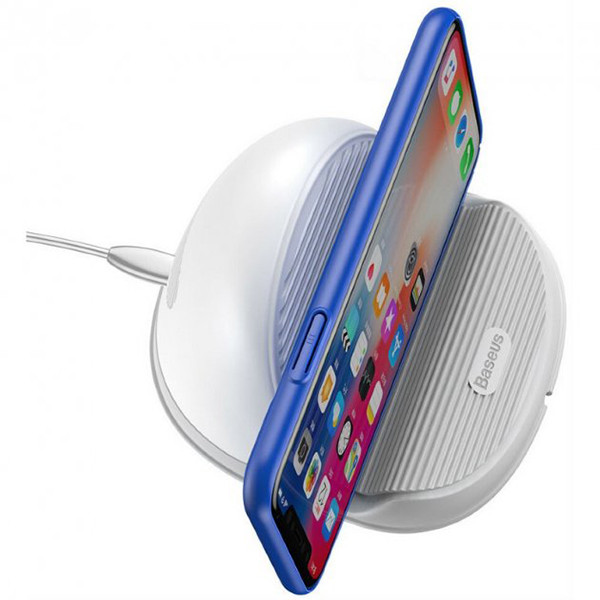 Бездротовий зарядний пристрій Baseus Silicone Horizontal Desktop WXHSG-02 (Білий/Сірий) Миколаїв - фото 4