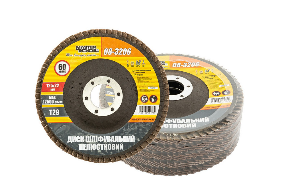 MASTERTOOL Диск шліфувальний пелюстковий конусний MASTERTOOL Т29 зерно 60 125×22 мм 5 шт 08-320 Коломия - фото 1