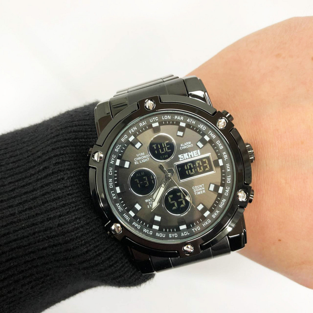 Військовий годинник з батарейкою SKMEI 1389BK, Сучасний військовий годинник, Спортивний VK-229 міцний годинник Київ - фото 1
