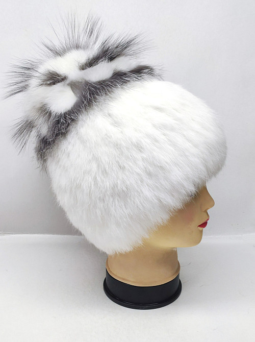 Шапка меховая женская цветок Белла кролик Rex Белый Харьков - изображение 4
