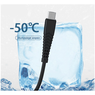 Дата кабель USB 2.0 AM to USB-C 1.0m 2.4A silicone black Denmen (DM-D42T-BK) Вінниця - фото 5