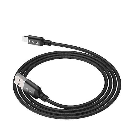 Кабель HOCO X14 USB - Lightning 2A, 1m, нейлон, алюмінієві конектори, колір чорний 6957531062820 Одеса
