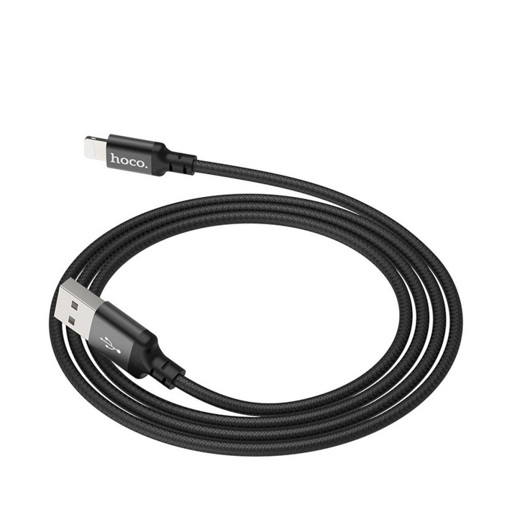 Кабель HOCO X14 USB - Lightning 2A, 1m, нейлон, алюмінієві конектори, колір чорний 6957531062820 Одеса - фото 6