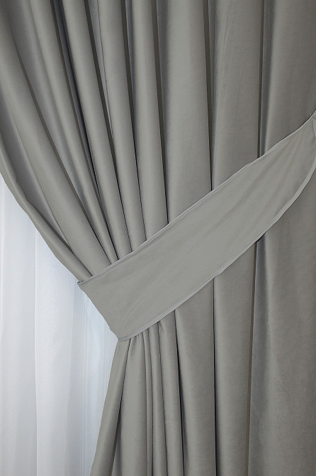 Комплект готових штор VR-Textil Оксамит № 1151ш Сірий 100х290 см 2 шт (31-527) Київ - фото 4