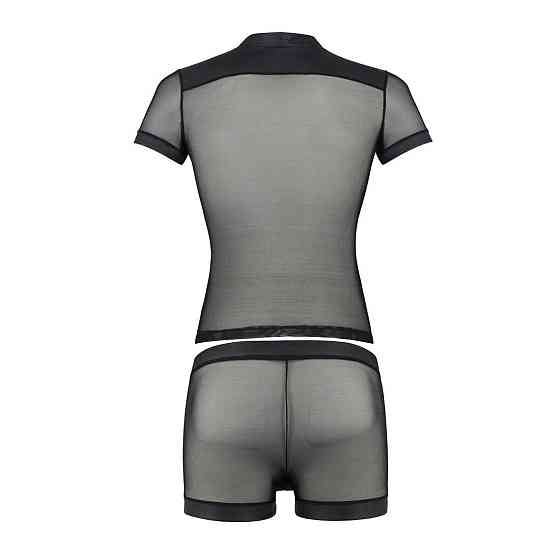 Комплект сетчатого мужского белья Passion 052 SET MICHAEL XXL/XXXL black, рубашка, боксеры, заклепки Sex Aura Киев