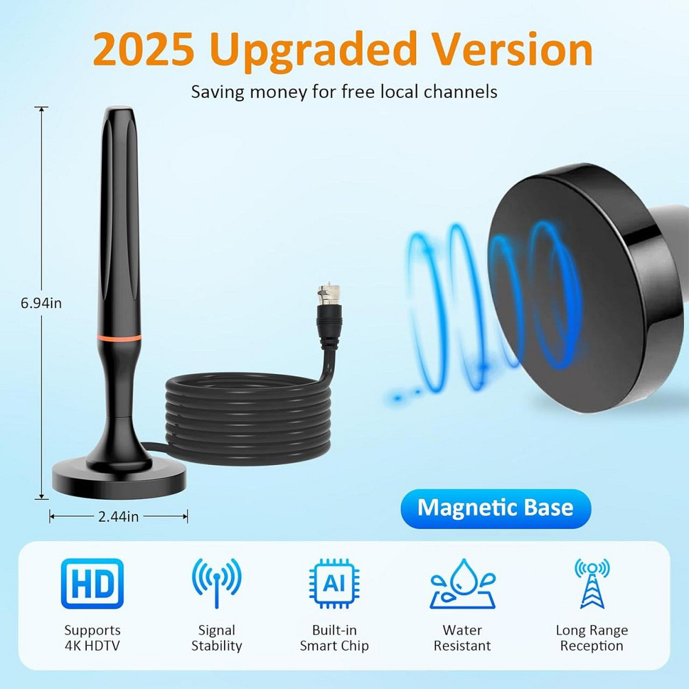 Цифрова телевізійна антена для Smart TV, для внутрішнього використання, прийом 360° цифрової HDTV-антени для місцевих каналів, пі Київ - фото 4