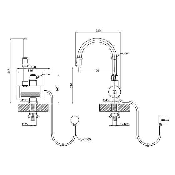 Кухонний кран з електронагрівом Kroner KRM Volt - CW091 з дисплеєм Київ