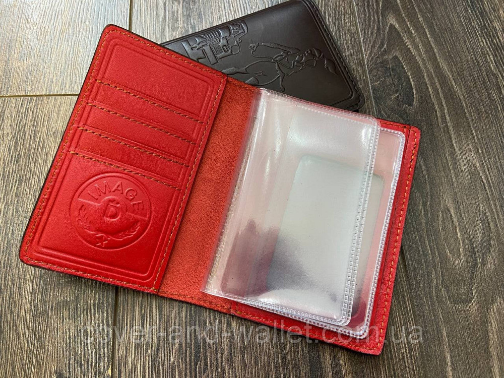 Жіноча червона обкладинка на авто документы ручної роботи Grande Pelle Київ - фото 2