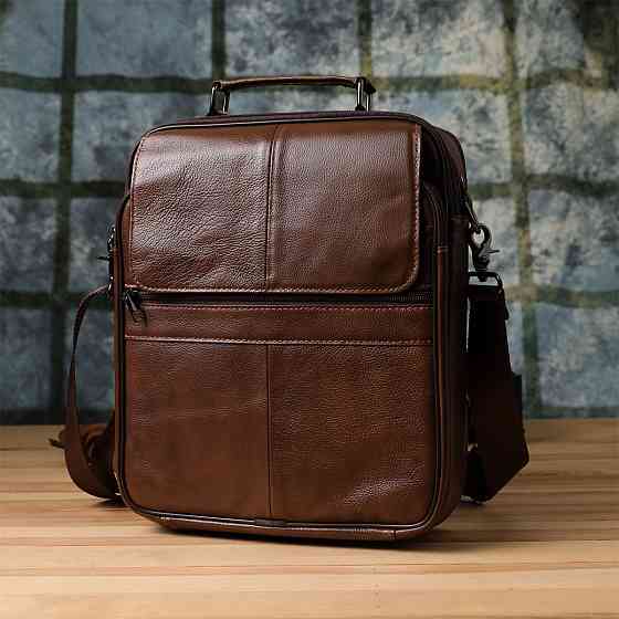 Сумка для чоловіків з ручкою для перенесення в руці з натуральної шкіри Vintage 23028 Коричневий Київ