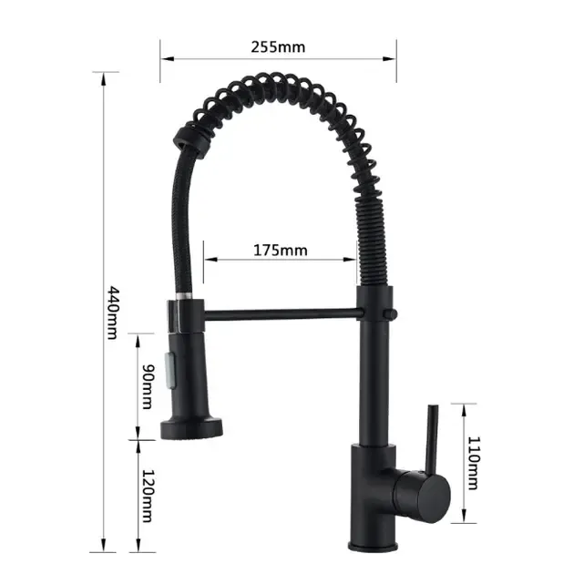 Стильный кухонный смеситель Matte Black гибкий кран с вращением потока в 360 градусов Коломия - фото 5