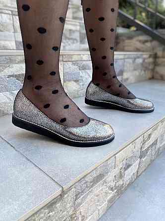 Injers Балетки жіночі INJERS срібні натуральна шкіра-сатин розмір 36-37 (1294) Коломия