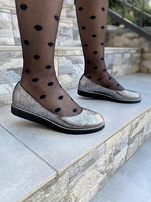 Injers Балетки жіночі INJERS срібні натуральна шкіра-сатин розмір 36-37 (1294) Коломыя - изображение 5
