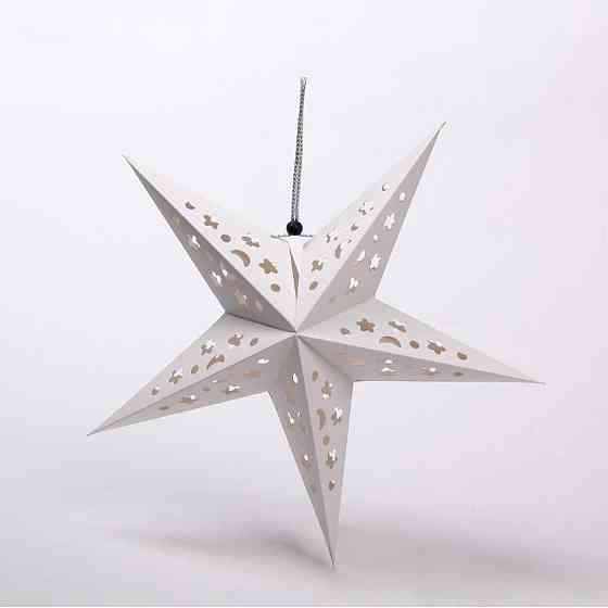 Звезда из бумаги объемная на елку 20 см белый Киев