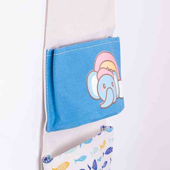 Синий подвесной органайзер на 5 карманов 20×58 см Киев