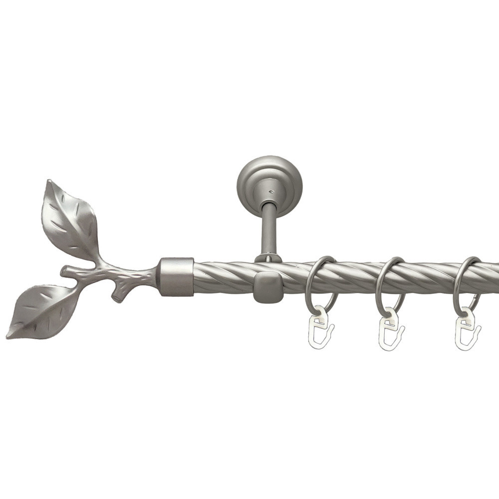 Карниз Orvit Листок Троянди металевий однорядний відкритий скручена труба кільце металеве Сатин 19 мм 160 см (00-00023014) Львів - фото 1