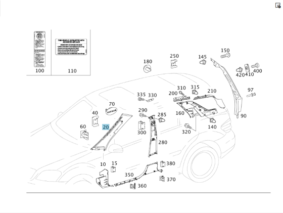 Mercedes-Benz  A1646901126 7H21 Обшивка стійки "А" ліво-сіра ML W164 Одесса