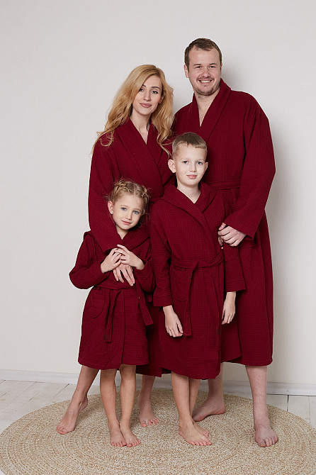 Женский вафельный халат Ideal Textile длинный бордовый (56860619) Черновцы - изображение 3
