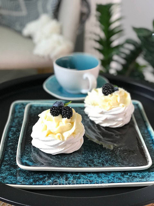 Тарілка квадратна Olens "Totem" 20,5х1,02 см кераміка синя для дому та ресторанів Київ - фото 5