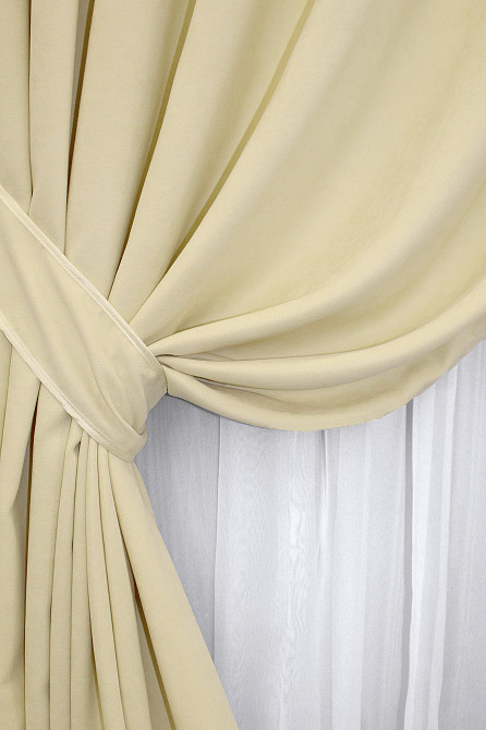 Комплект готовых штор VR-Textil Микровелюр SPARTA № 844ш Кремовый 150х285 см 2 шт (30-622) Киев - изображение 4