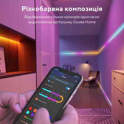 Светодиодная лента Govee RGBIC Basic Wi-Fi + Bluetooth LED Strip Light With Protective Coating 5м Білий (H619A3D1) Винница