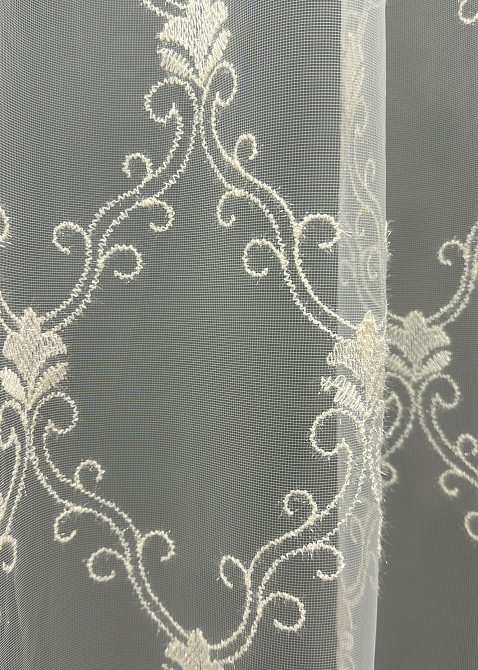 Тюль VR-Textil 1682т Фатин с вышивкой Молочный 300х270 см (42-0730) Киев - изображение 7