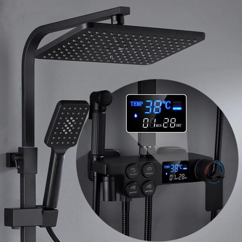 Душевая система хром черный,термостатический набор для душа-4 функции (245114600) Киев - изображение 6