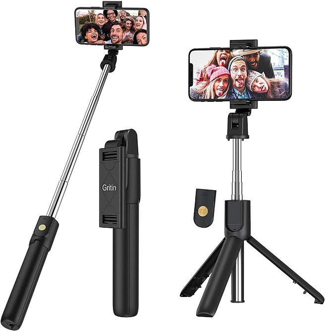 Монопод-штатив для селфі Gritin Selfie Stick 4в1 Bluetooth з пультом ДУ Універсальний розсувний тримач Чорний Київ - фото 2