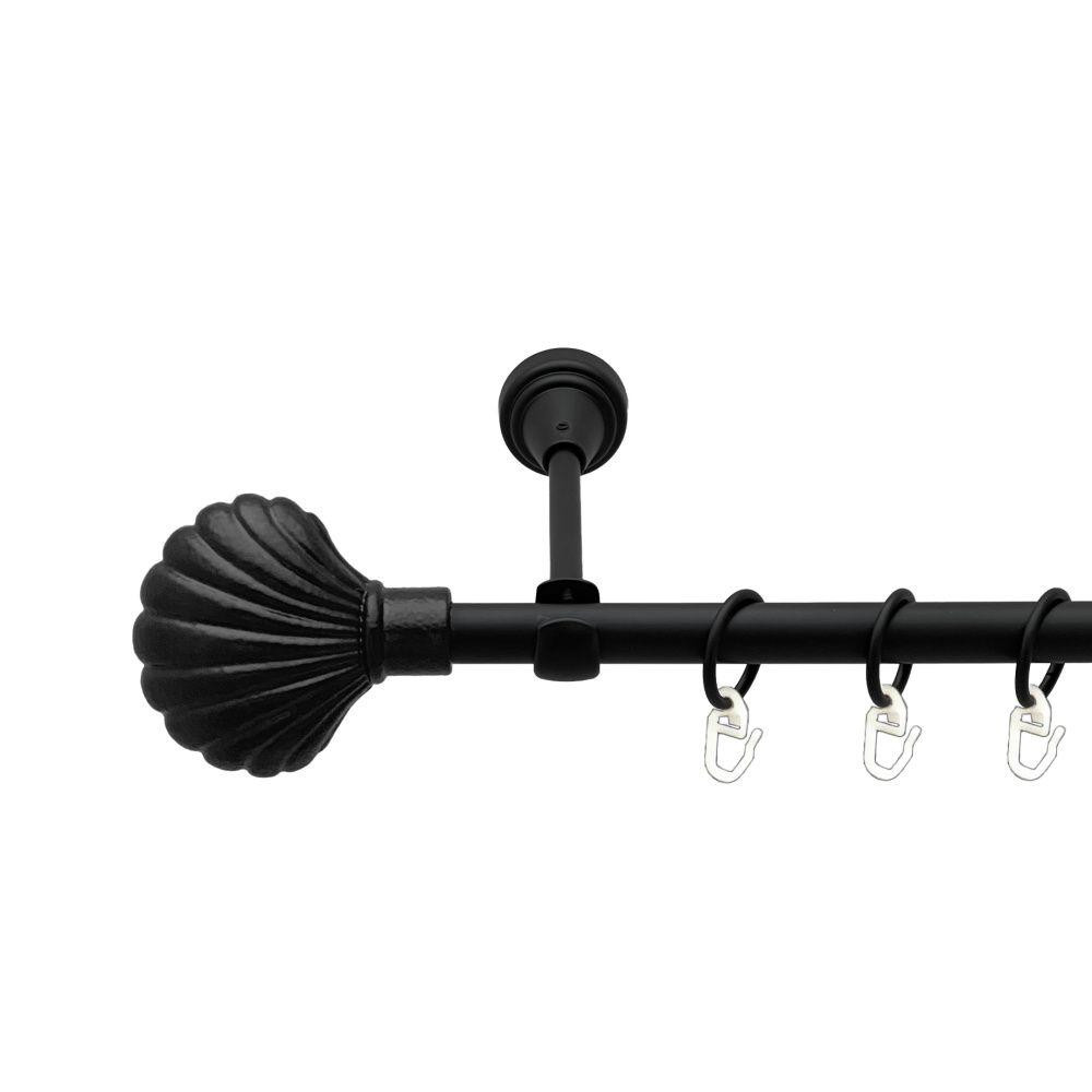 Карниз Orvit Мушля металевий однорядний відкритий гладка труба кільце металеве Чорний Оксамит 16 мм 300 см Львов - изображение 1