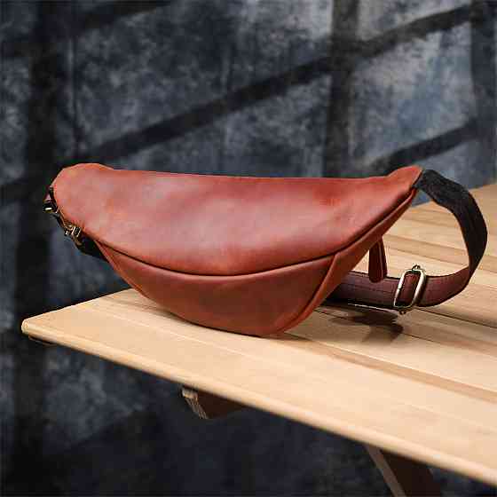 Бананка для чоловіків відмінної якості з натуральної шкіри вінтажної шкіри Shvigel 23140 Рудий Київ