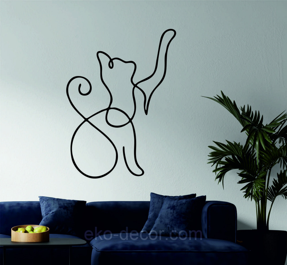 Декоративное настенное 3D Панно «Кот» Декор на стену с объемом 70*51 см, Черный Киев - изображение 1