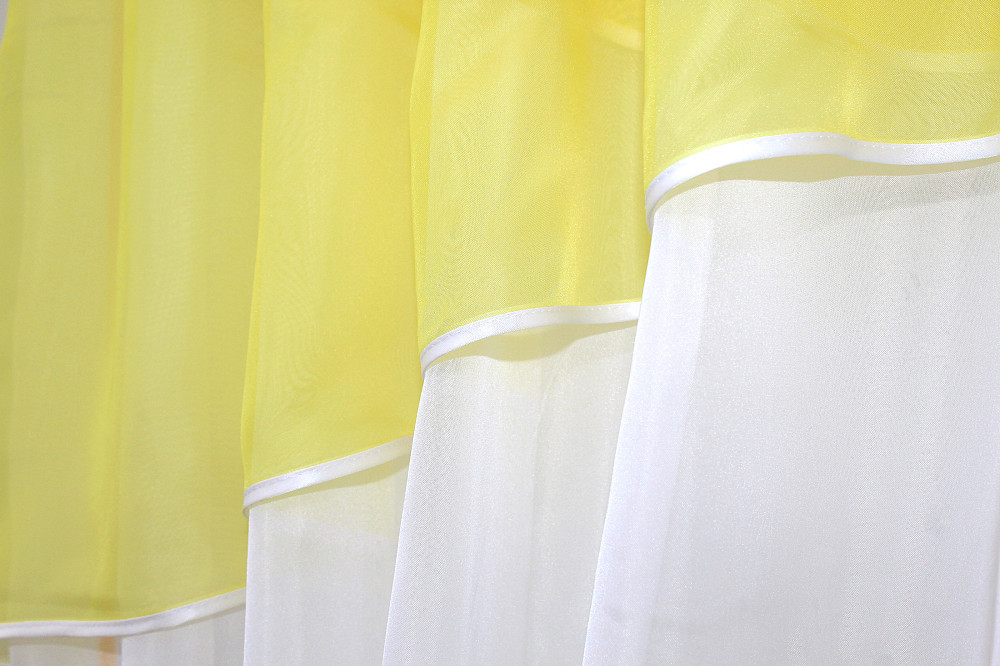Кухонні штори VR-Textil № 091к з ламбрекеном і підв'язками жовтий з білим 280х170 см (52-0359) Київ - фото 4