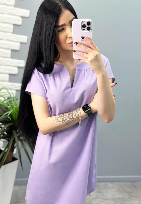 Свободное летнее платье из льна 