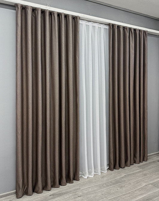 Комплект готових штор VR-Textil Рогожка TERRA LUXE № 1855ш Коричневий 150х290 см 2 шт (33-0852) Київ - фото 12