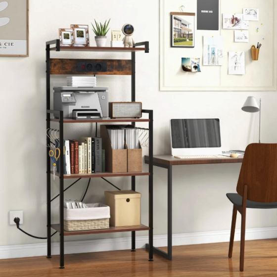 Стелаж Costway Surette з місцем для мікрохвильової печі та з двома розетками в стилі Loft Київ