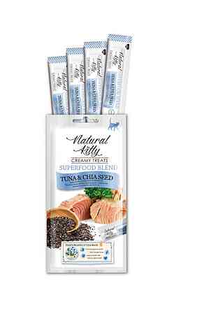 Крем-снек для кішок Natural Kitty Creamy зі смаком тунця та насіння чиа 4 х 12 г Вінниця