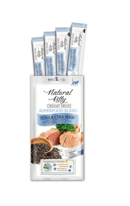 Крем-снек для кішок Natural Kitty Creamy зі смаком тунця та насіння чиа 4 х 12 г Вінниця - фото 1