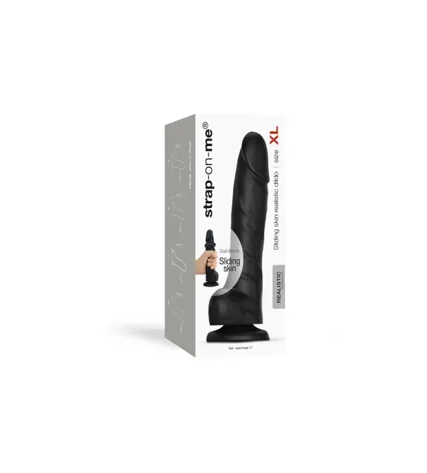 Реалістичний фалоімітатор Strap-On-Me Sliding Skin Realistic Dildo Black - XL, ефект рухливої шкіри Львів - фото 8
