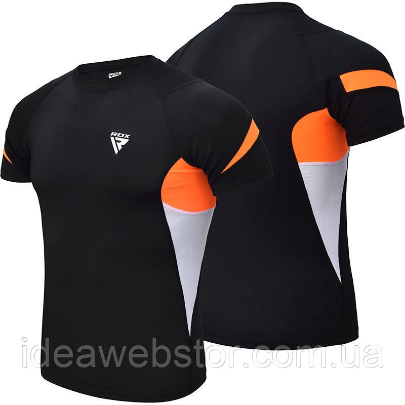 Рашгард RDX Lycra Orange XL з коротким рукавом компресійна футболка для ММА БЖ греплінгу фітнесу та тренувань XL Київ - фото 16