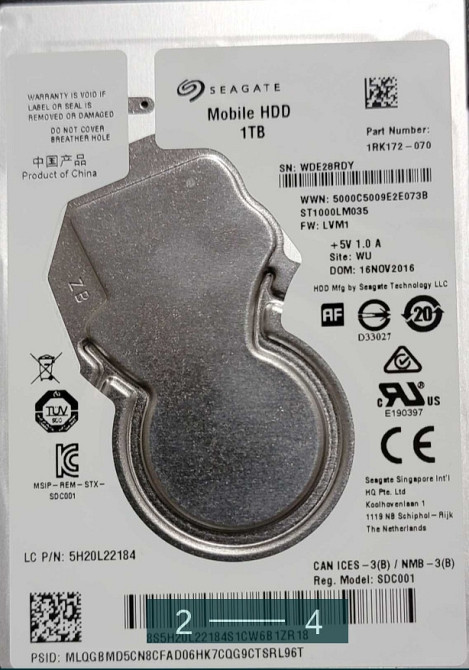 Жёсткий Диск: Seagate 2.5 , 1Tb. Mobile OEM . Киев - изображение 4