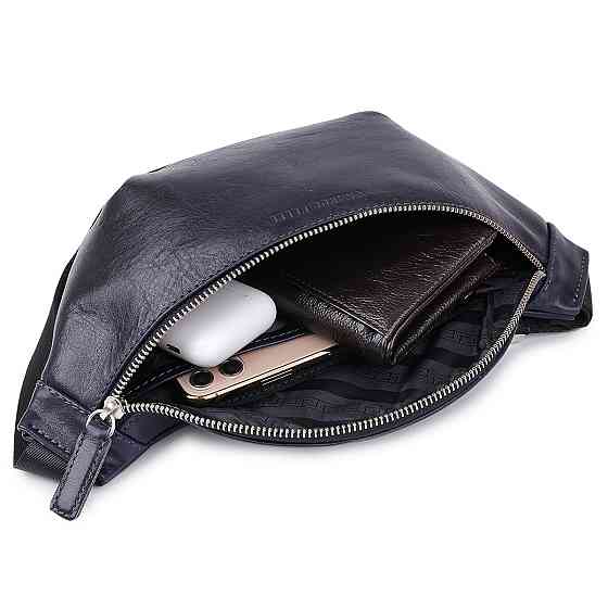 Кожаная бананка унисекс GRANDE PELLE 11569 Черный Киев