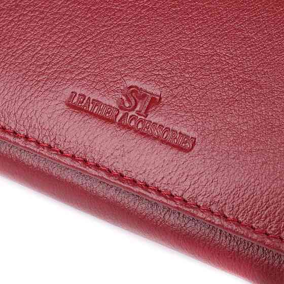 Елегантний гаманець у два складення з натуральної шкіри ST Leather 23065 Бордовий Київ