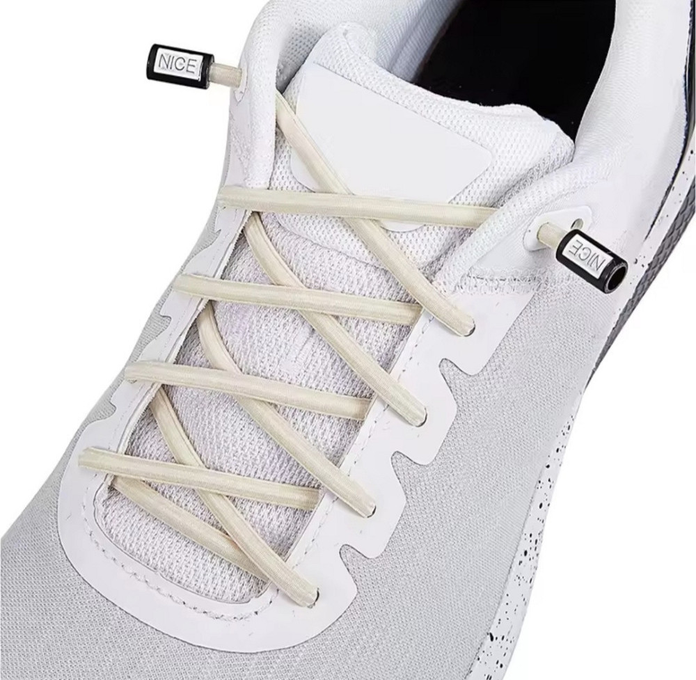 Шнурки еластичні без зав'язок з пластиковими фіксаторами Бежевий Смела - изображение 6