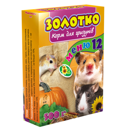 Корм "Золотко" для гризунів "Меню 12" 500 г (Круг) Вінниця