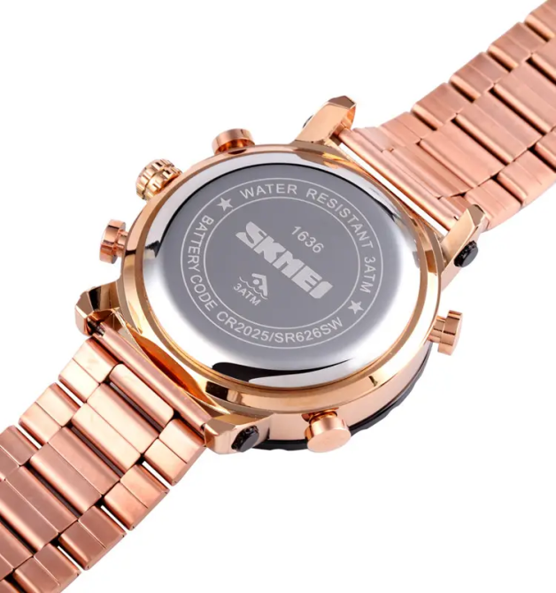 Чоловічий годинник Skmei 1636 з браслетом Рожеве золото Київ - фото 8