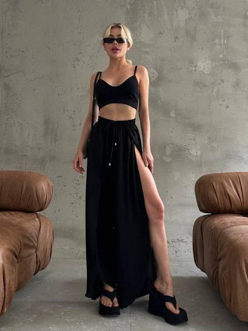 Жіночі легкі штани з розрізами американський креп 48/50 Одеса - фото 1