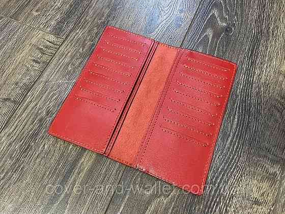 Тонкий женский купюрник красного цвета ручной работы ST Leather Киев