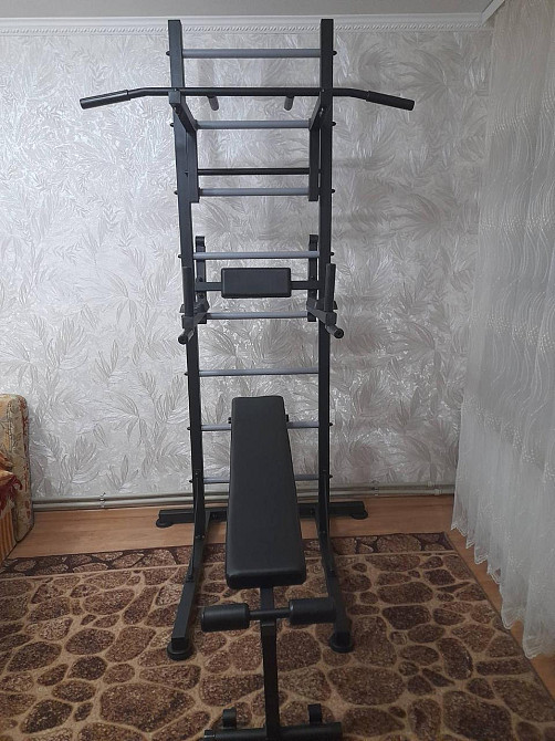 Шведская стенка передвижная Universal-Black универсальная без креплений со скамьей для пресса турник брусья Каменское - изображение 8