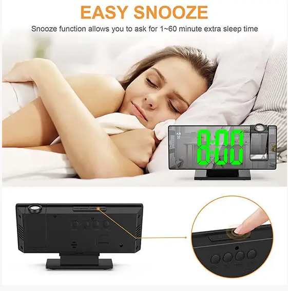 Дзеркальний годинник з проектором часу 3618LP 8091 Одеса - фото 3