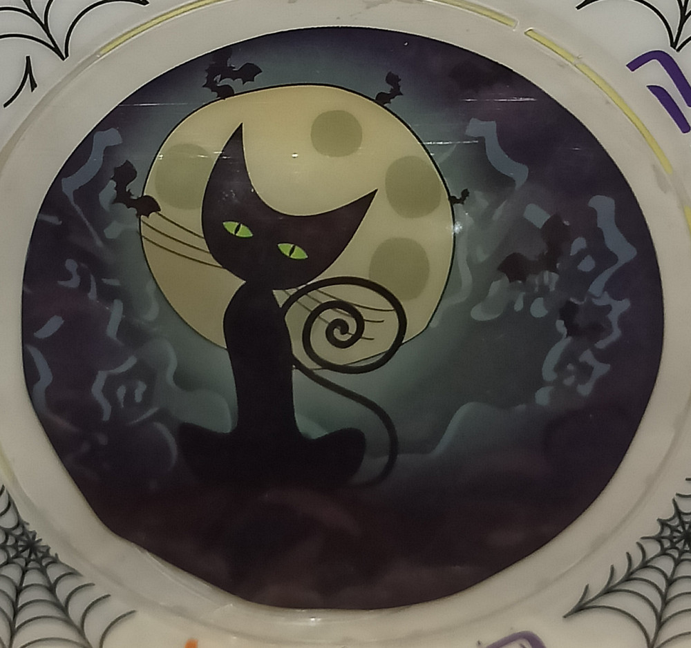 Наклейка для Хэллоуина 8 см со светодиодами Кот под луной черный Киев - изображение 2